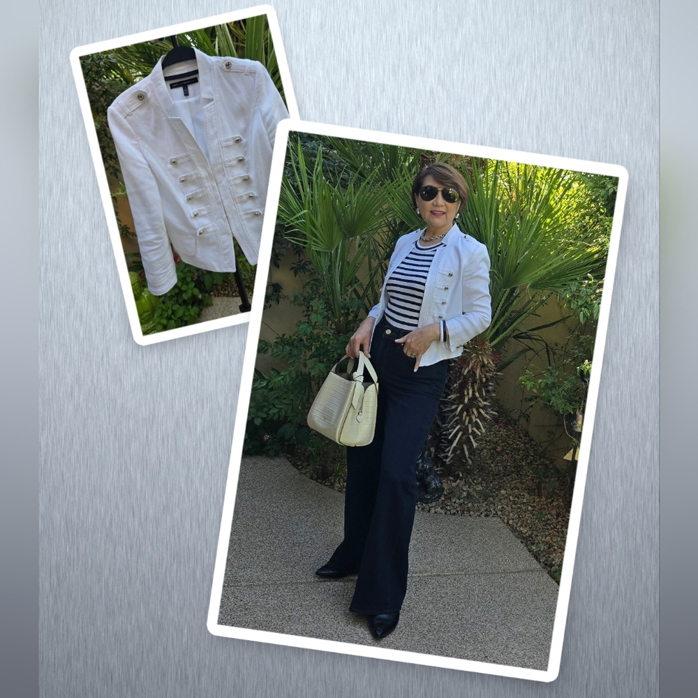 🤍WHBM White Military Inspired Jacket With Silver Buttons